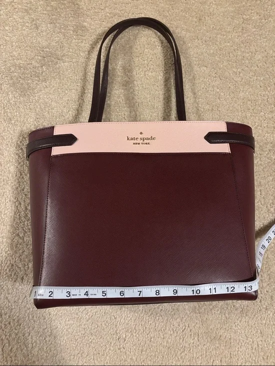 Kate Spade New York Burgundy & Blush Tote Bag + Matching Wallet Set - Picture 2 of 13